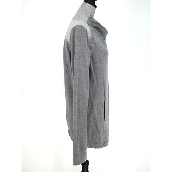 Lululemon Jacket Womens 10 Gray Coast Easy Wrap Stretch Knit Cowl Athleisure - Picture 13 of 14